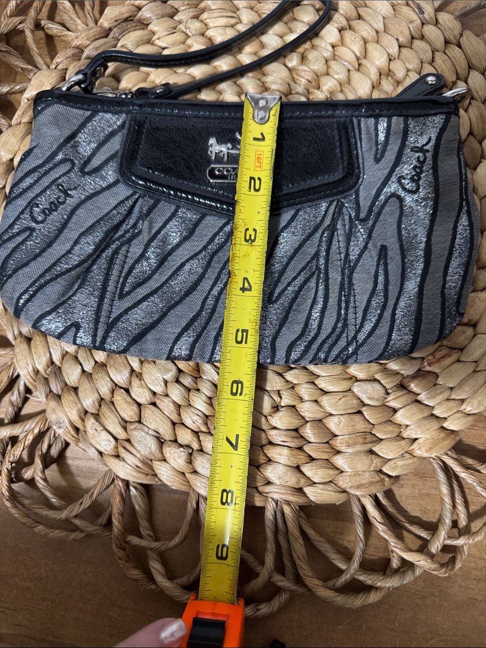 Coach Canvas Metallic Zebra Animal Print Wristlet Wallet Clutch - Vintage - Picture 6 of 8